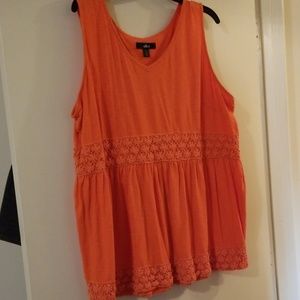 ellos Tops - ❤Ellos orange Tank with crochet trim 1X ellos Tops - ❤Ellos orange Tank with crochet trim 1X